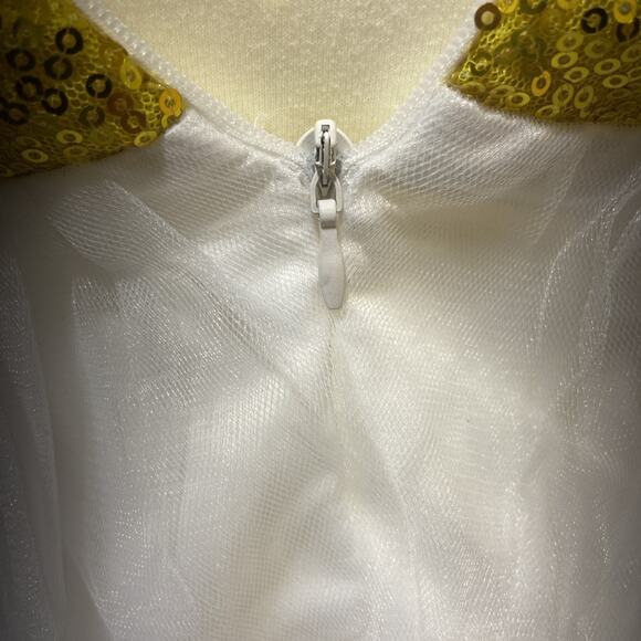 White Flower Girl Sees With Gold Ribbon And Bow Large {54} - Picture 6 of 15